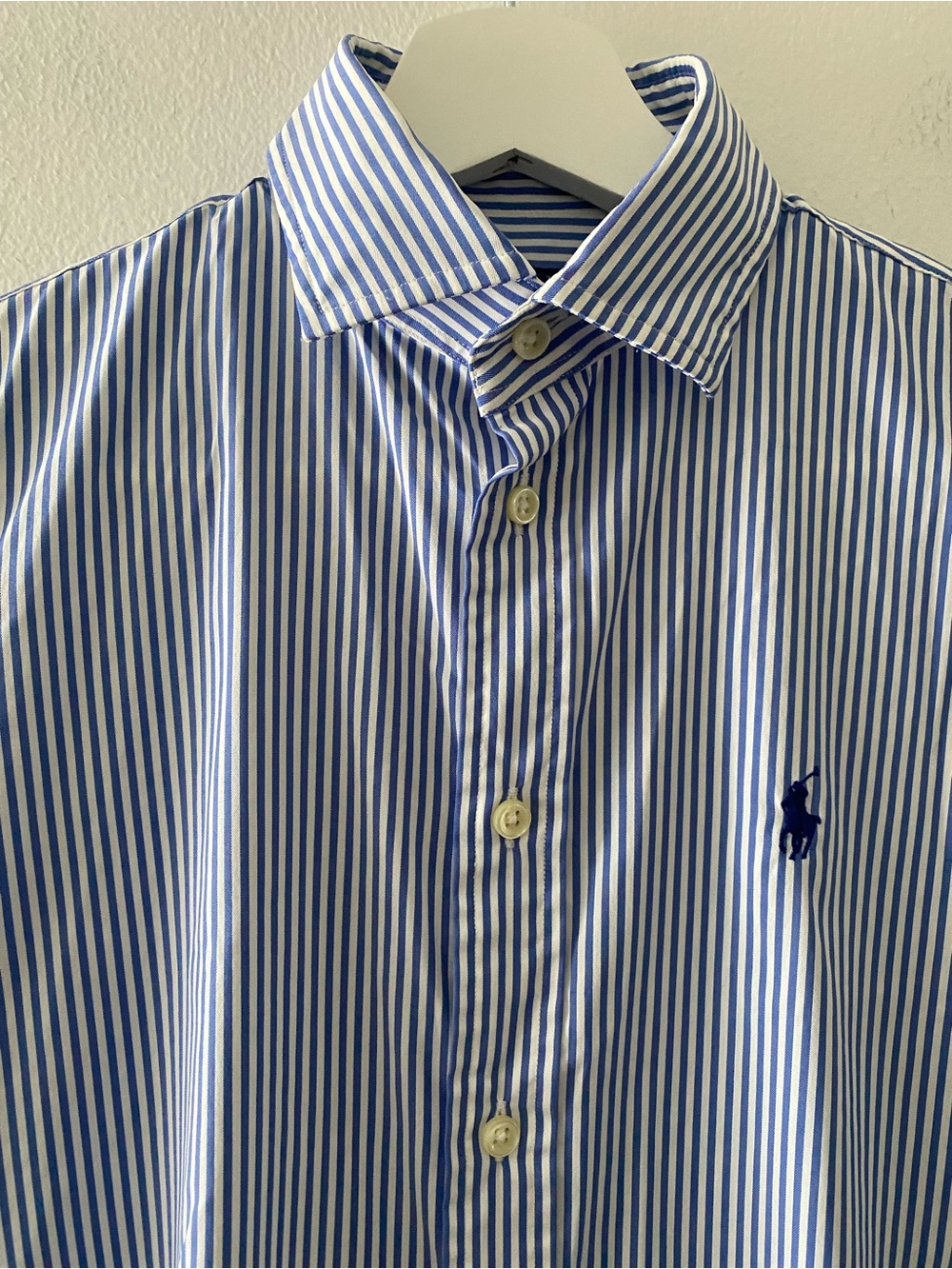 Polo Ralph Lauren Women's Slim Fit Shirt Blue White Stripe Nylon stretch medium - Picture 9 of 15